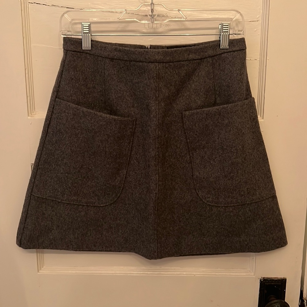 TALULA Aritzia Gray Wool A Line Skirt